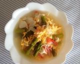 アスパラとお豆腐、カニ風味中華スープ作り方6写真