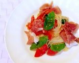 トマトとバジルの冷製パスタ☆生ハムのせ作り方4写真