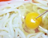夏はレンジで♪汁なし☆月見きつねうどん作り方3写真