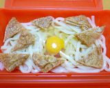 夏はレンジで♪汁なし☆月見きつねうどん作り方5写真
