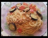 ナスとツナとトマトのオリーブオイルパスタ作り方8写真