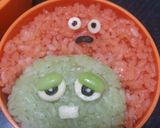 丸いお弁当箱でガチャピンとムック作り方3写真