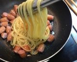 簡単!ウインナーと水菜のガーリックパスタ作り方6写真