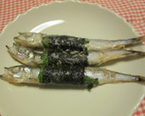 ししゃもの梅しそ海苔巻き焼き作り方8写真
