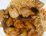 茄子と鶏肉のトマト煮込み風パスタ作り方17写真