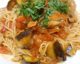 茄子と鶏肉のトマト煮込み風パスタ作り方18写真