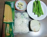 冷製スープでレンコンアスパラの冷製パスタ作り方1写真