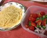 簡単ジェノベーゼ冷製パスタ　タコ・野菜作り方3写真