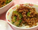 スパイシーなゴーヤそぼろ丼ガーリック風味作り方7写真