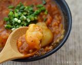 ミートーソースでピリ辛もっちり白玉がゆ作り方4写真