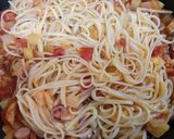 節約簡単昼食夕飯！薩摩芋のミネストローネパスタ作り方3写真