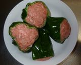 丸ごとピーマンの肉詰めケチャップ煮♥作り方3写真