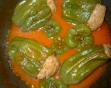 丸ごとピーマンの肉詰めケチャップ煮♥作り方5写真