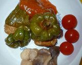 丸ごとピーマンの肉詰めケチャップ煮♥作り方7写真