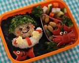 赤ウィンナー魚・カニ♪夏キャラ弁当飾り作り方4写真