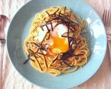 混ぜるだけ♪半熟卵と醤油麹のスパゲッティ作り方4写真