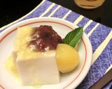 ごまどうふ。～小豆・マンゴージュレ添え作り方4写真