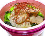 ちんげん菜と豚トロ塩ダレ炒め丼☆お弁当作り方4写真