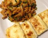 簡単ヘルシー！揚げ焼豆腐 豚キムチ乗せ作り方5写真
