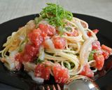 トマト・たらこ・イカの和風冷製パスタ作り方4写真
