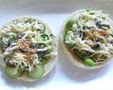 胡瓜と枝豆と塩昆布のトースト作り方4写真