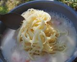 ローソンげんこつメンチとクリームパスタ♫作り方2写真