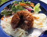 ローソンげんこつメンチとクリームパスタ♫作り方4写真