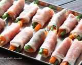 簡単おいしい！三色野菜豚ロール焼き☆　作り方3写真