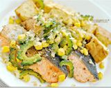 鮭と厚揚げゴーヤのコーンマヨ醤油ソテー作り方6写真