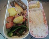 簡単お弁当、スパムとポテトのカレー味作り方8写真
