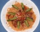 カレー風味パスタ☆イカとオクラでトッピング作り方9写真