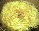 〇。ホウレン草とベーコンのパスタ。〇作り方3写真
