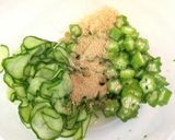 オクラときゅうりのゴマ酢和え♫作り方4写真
