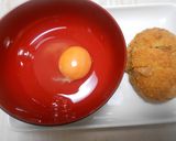 コロッケ入りニラ玉子丼作り方4写真