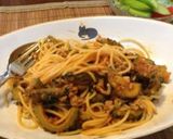 ゴーヤと茄子と挽肉のトマト味噌パスタ作り方9写真