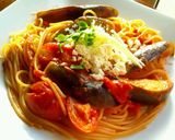 丸ナスとカッテージチーズのトマトパスタ作り方7写真