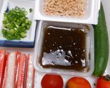納豆、もずく酢入り冷たいそば夏風味作り方1写真