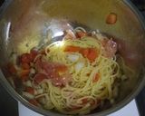 桃と生ハムとトマトの冷製パスタ作り方4写真