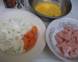 親子で作ろう☻☹ふんわり卵の親子カレー丼作り方1写真