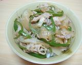 豚肉ピーマンじゃこ玉ねぎにんにくポン酢丼作り方7写真