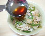 豚肉ピーマンじゃこ玉ねぎにんにくポン酢丼作り方8写真