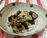 簡単!なすと豚肉の甘辛味噌丼作り方5写真