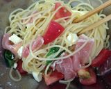 美味♥ 凍らせトマトとバジルの冷製パスタ作り方5写真