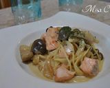 サーモンときのこのクリームパスタ作り方7写真