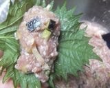 生姜入りつくねの青紫蘇まき作り方3写真