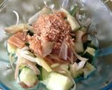 主婦の自宅ランチ、卵豆腐のなめたけ和え作り方2写真