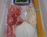 スパゲティに豚汁のつけ麺風作り方1写真