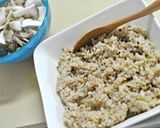 焼き鮭と味噌きのこのとろ～りチーズごはん作り方2写真