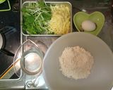 水菜とチーズのお好み焼き作り方1写真