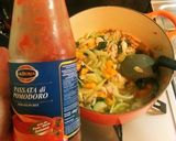 セロリとバジルと鶏肉のトマトスープ作り方10写真
